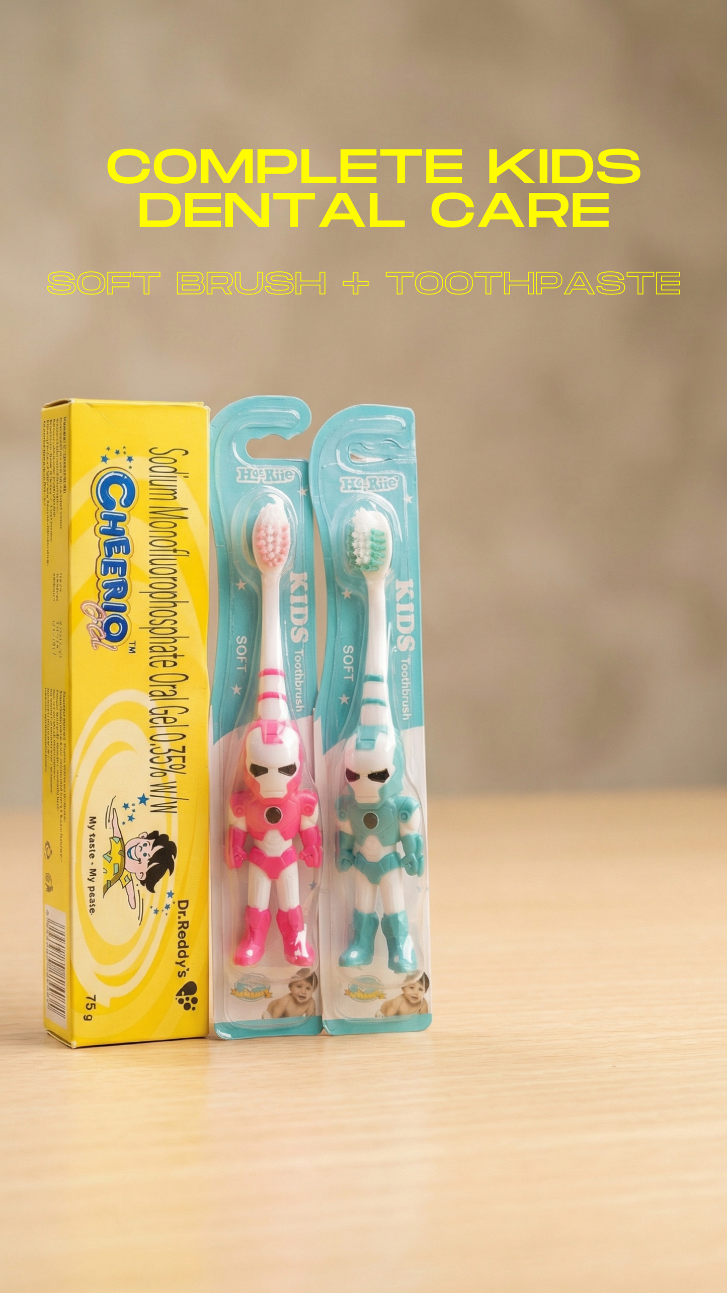 Complete Kids Dental Care Combo (1 Toothpaste + 2 Soft Toothbrushes) – Daily Use Paste