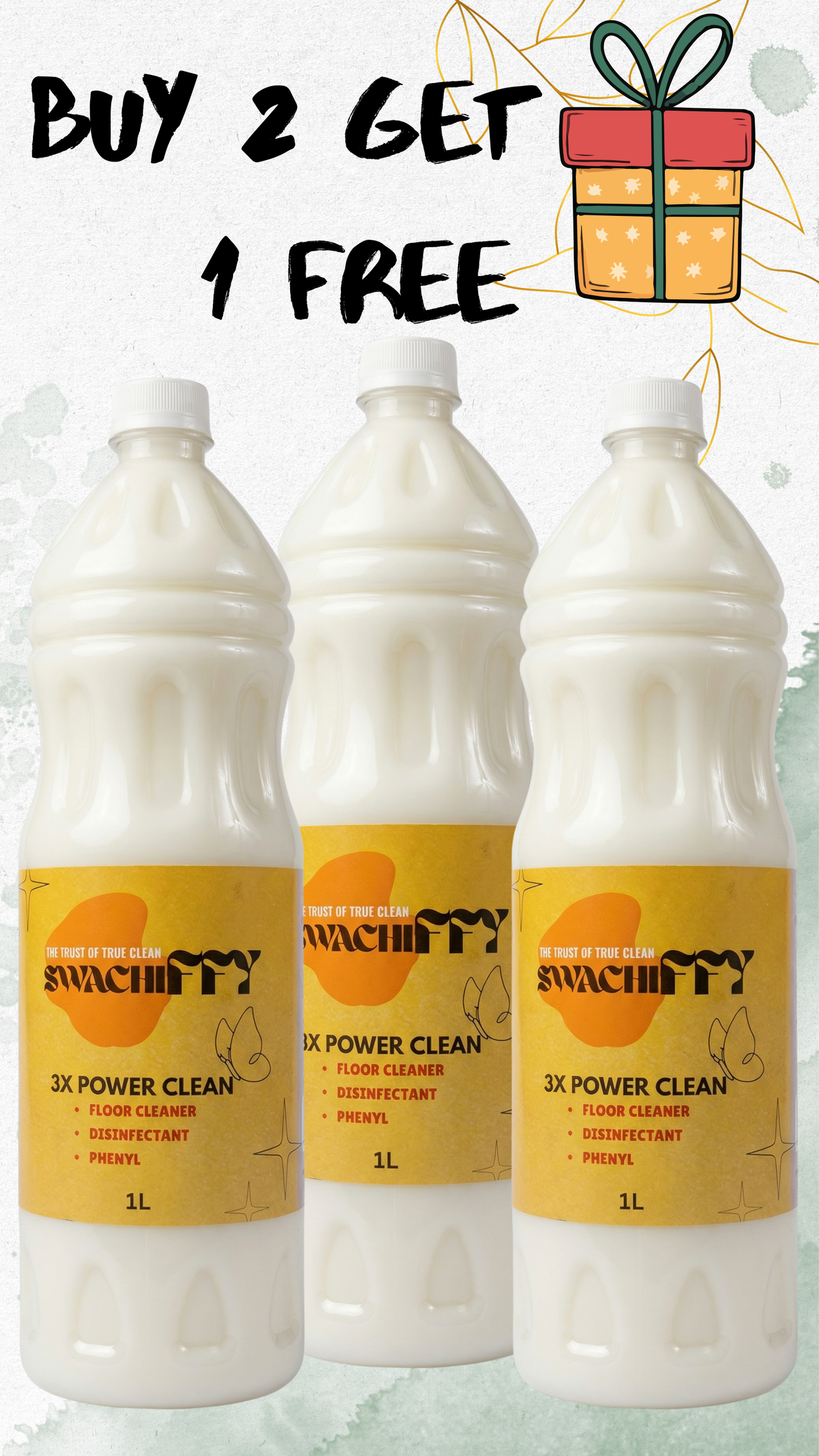 Swachiffy 3X Power Clean Floor Cleaner (Phenyl) – Buy 2 Get 1 Free | 1 L Each