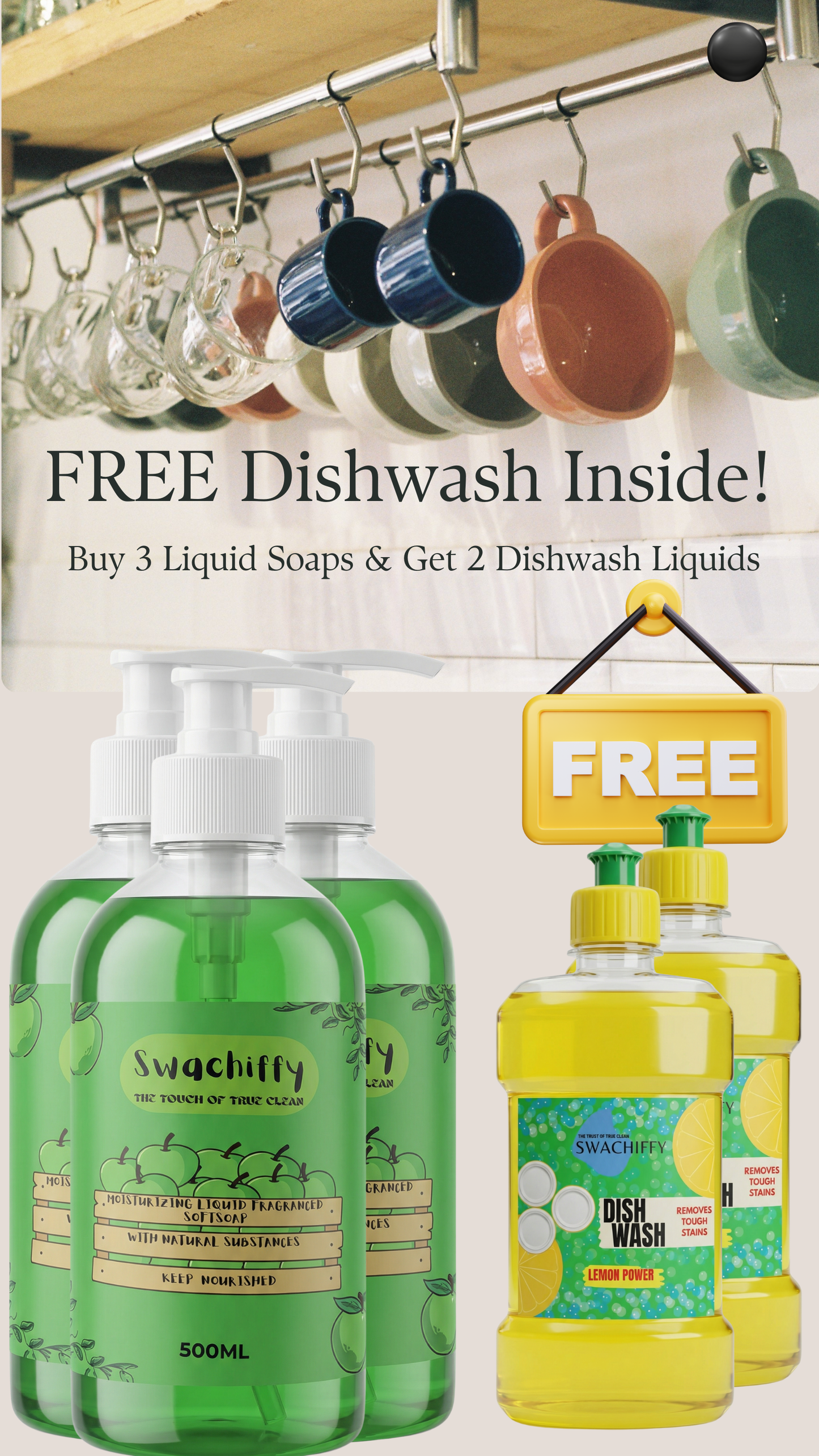 Swachiffy Liquid Soap Combo – Buy 3 Get 2 Dishwash Free