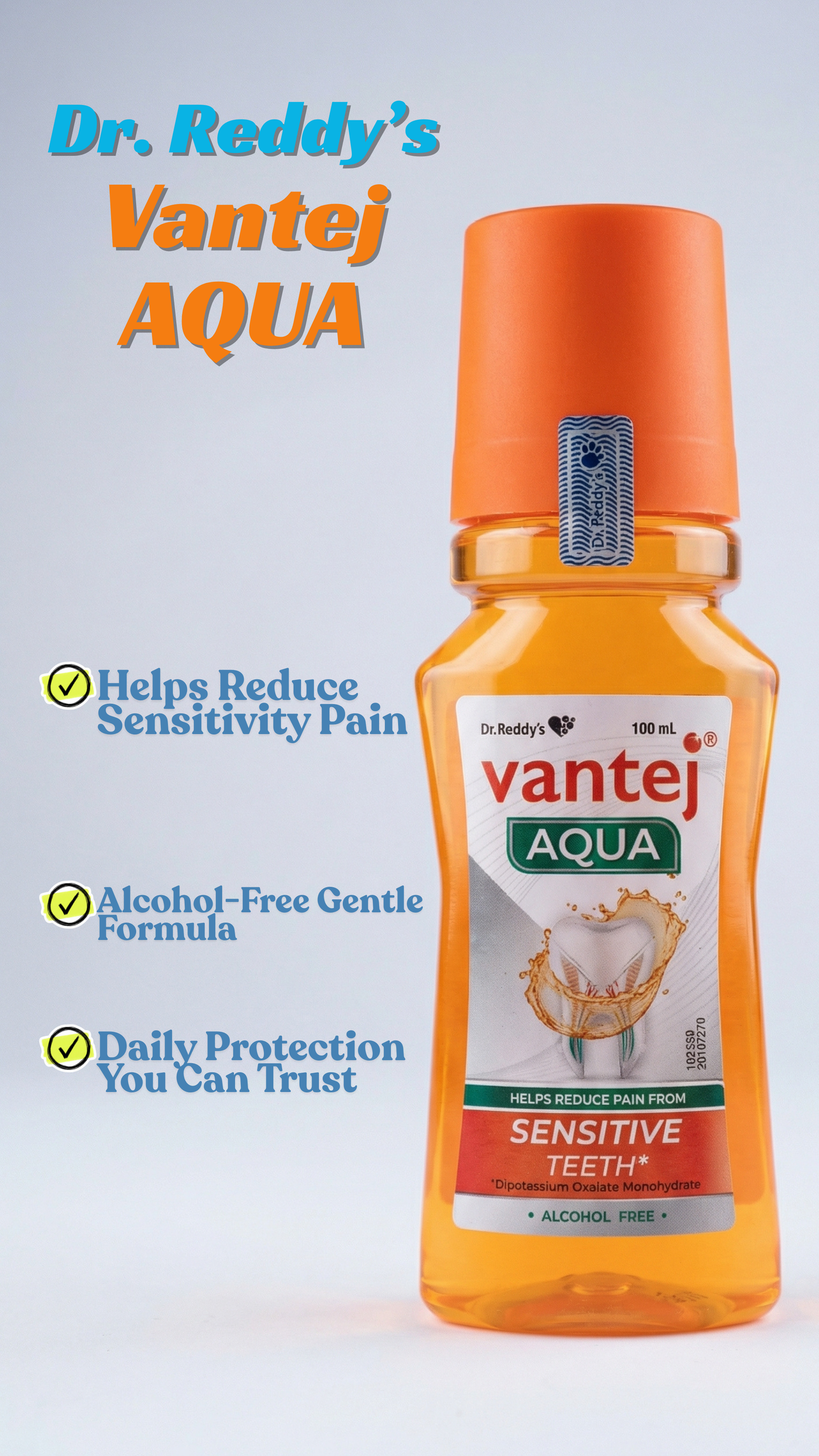 Dr. Reddy’s Vantej Aqua Mouthwash for Sensitive Teeth (100 ml)