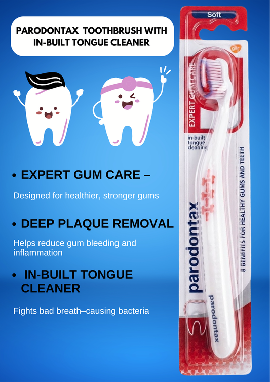 PARODONTAX  Toothbrush with In-Built Tongue Cleaner