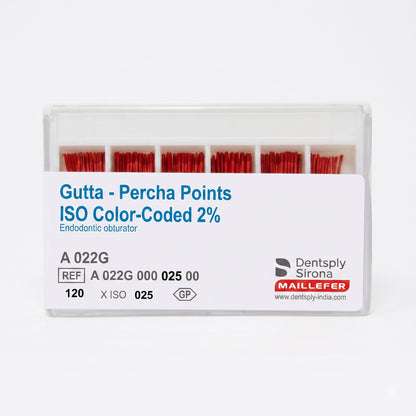 Dentsply ISO Color-Coded 2% Gutta Percha Points | Pack Size 120 Points