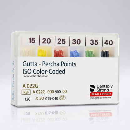 Dentsply ISO Color-Coded 2% Gutta Percha Points | Pack Size 120 Points