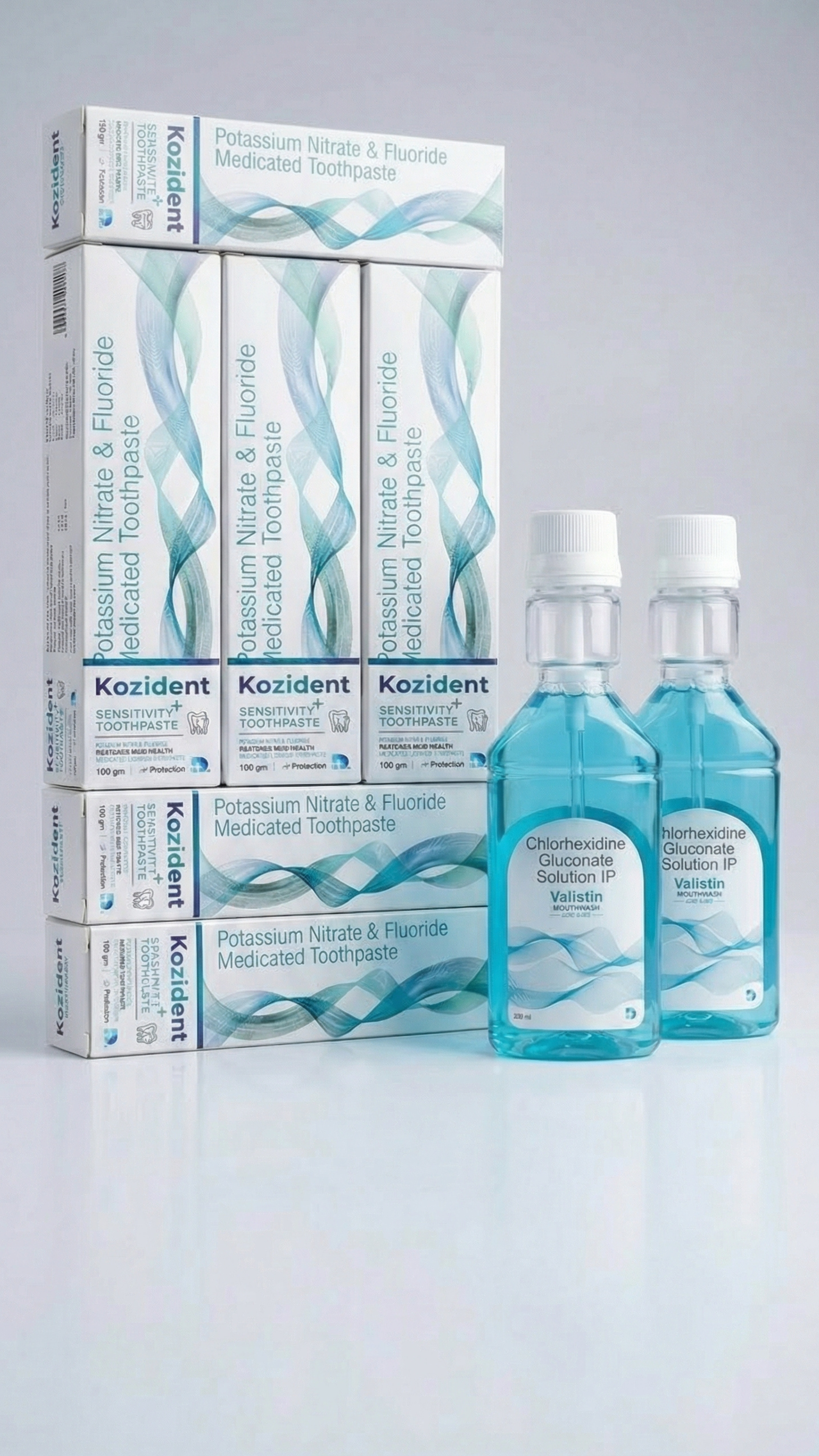 Advanced Oral Care Combo (6 Kozident Toothpastes + 2 Valistine Mouthwash) - Sensitivity and Anti cavity