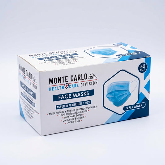 Face Masks | Monte Carlo | Filtration ≥ 95% | Pack of 100